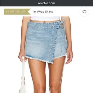Free People Light Blue Wrap Denim Mini Skirt